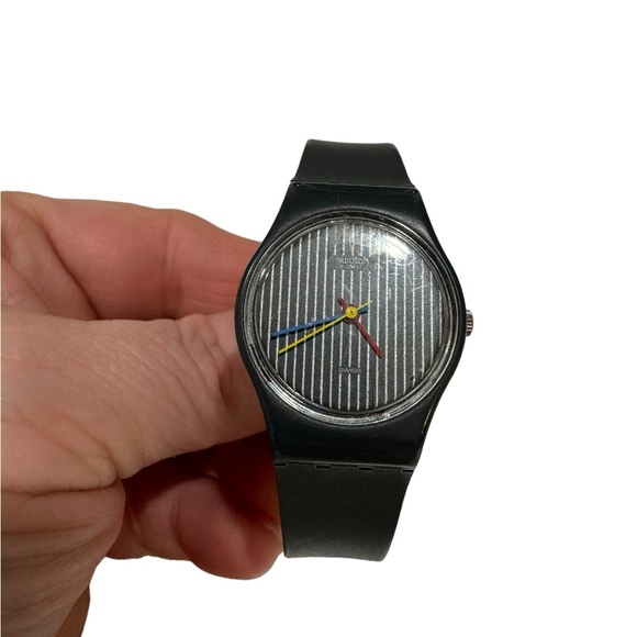 Vintage LA100 Miss Chanel - Miss Pinstripe Lady Swatch Watch. EUC - Picture 1 of 5